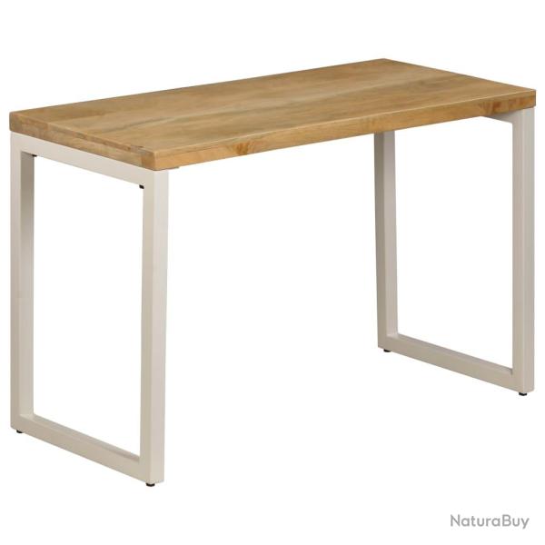 Table de salon salle � manger design 115 cm bois de manguier et acier 0902126