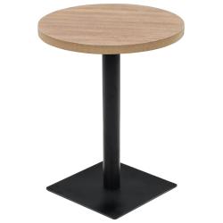 Table haute mange debout bar bistrot MDF et acier rond 60 cm ch&ecirc;ne beige 0902109