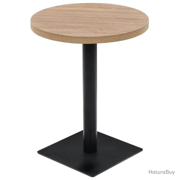 Table haute mange debout bar bistrot MDF et acier rond 60 cm ch�ne beige 0902109