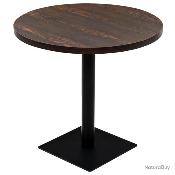 Table haute mange debout bar bistrot MDF et acier rond 80 cm fr�ne fonc� marron 0902112