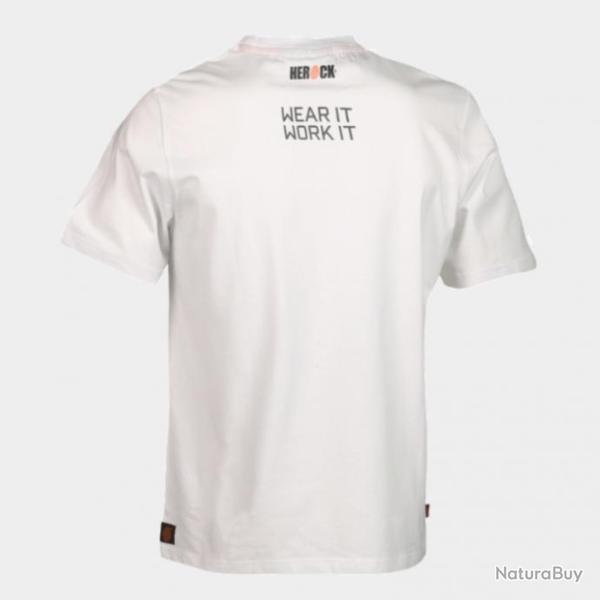 T shirt � manches courtes 100 coton jersey pr� r�tr�ci HEROCK Callius Blanc