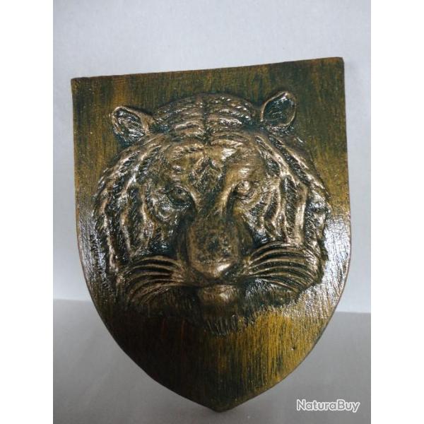 Blason T�te de Tigre finition bronze avec accroche