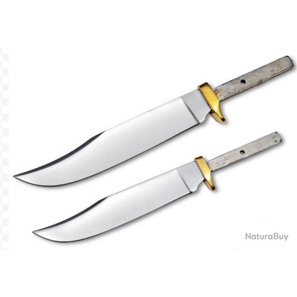 Lot de 2 Lames � Customiser Clip Point Lames Acier Inox Garde Laiton BL005-BL006