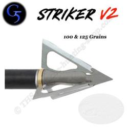 G5 Striker V2 Pointe de chasse &agrave; lames fixes trilame 1,25 pouce de diam&egrave;tre de coupe 125