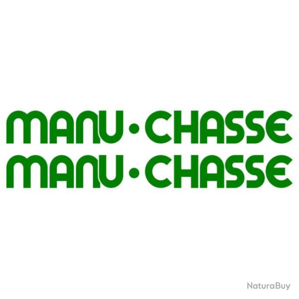 2x MANU CHASSE 175X20mm. Autocollant Vinyle pour canon. 11 couleurs au choix