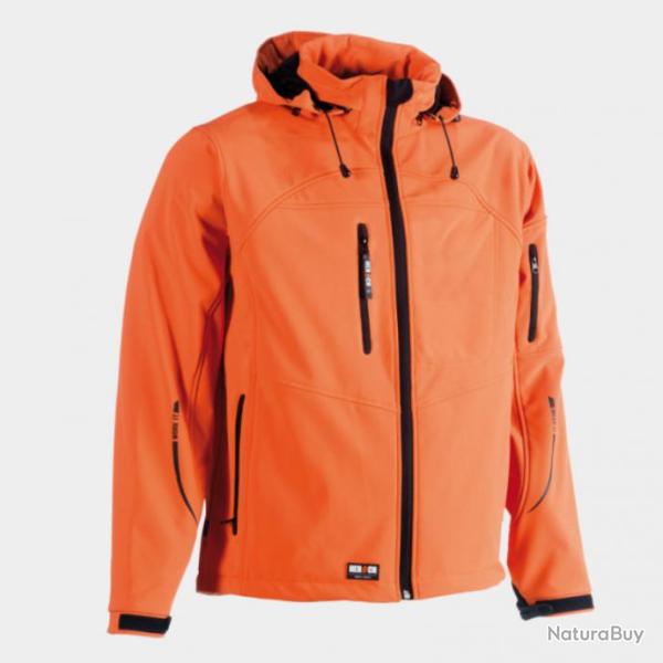 Softshell de travail mixte � capuche amovible Herock Poseidon Orange XS