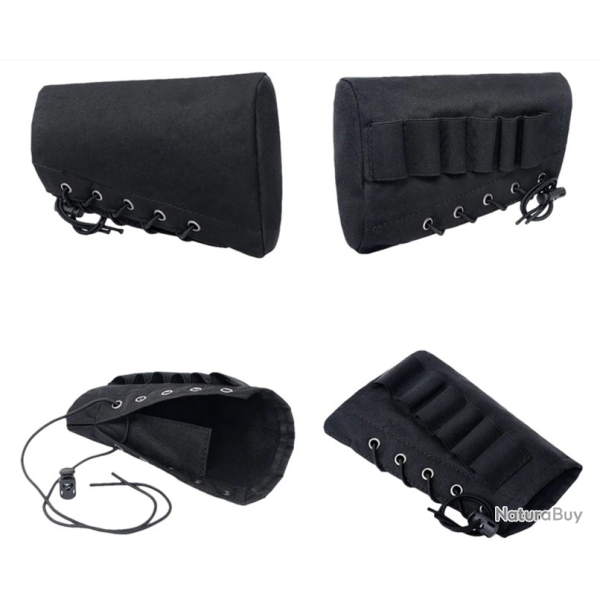 Cartouchi�re de Crosse Fusil Chasse Tir 6 Cartouches Etui Housse Nylon Avec Lacet NEUF