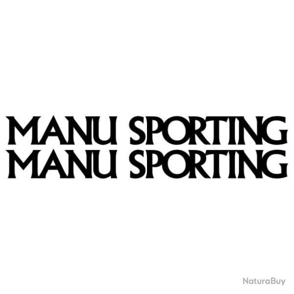 2x MANU SPORTING 190X20mm. Autocollant Vinyle pour canon. 11 couleurs au choix