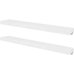 &Eacute;tag&egrave;re meuble design 2 murales en mdf blanc pour dvd/livres 2702111/2