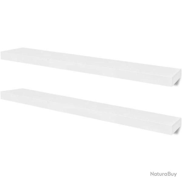 �tag�re meuble design 2 murales en mdf blanc pour dvd/livres 2702111/2