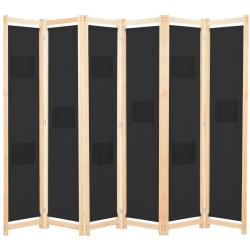 Paravent s&eacute;parateur de pi&egrave;ce cloison de s&eacute;paration d&eacute;coration meuble 6 panneaux noir 240 x 170 x 4