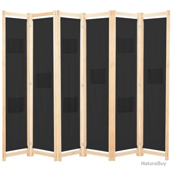 Paravent s�parateur de pi�ce cloison de s�paration d�coration meuble 6 panneaux noir 240 x 170 x 4
