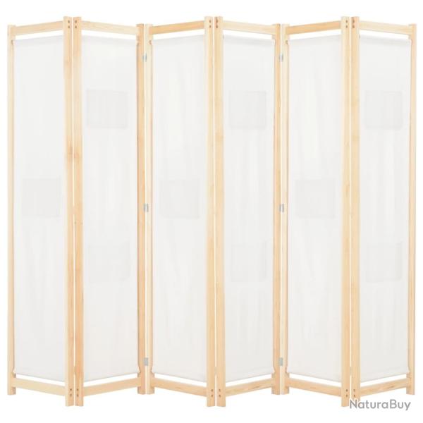 Paravent s�parateur de pi�ce cloison de s�paration d�coration meuble 6 panneaux cr�me 240 x 170 x 4