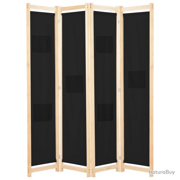 Paravent s�parateur de pi�ce cloison de s�paration d�coration meuble 4 panneaux noir 160x4 cm tissu