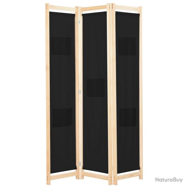 Paravent s�parateur de pi�ce cloison de s�paration d�coration meuble 3 panneaux noir 120x4 cm tissu