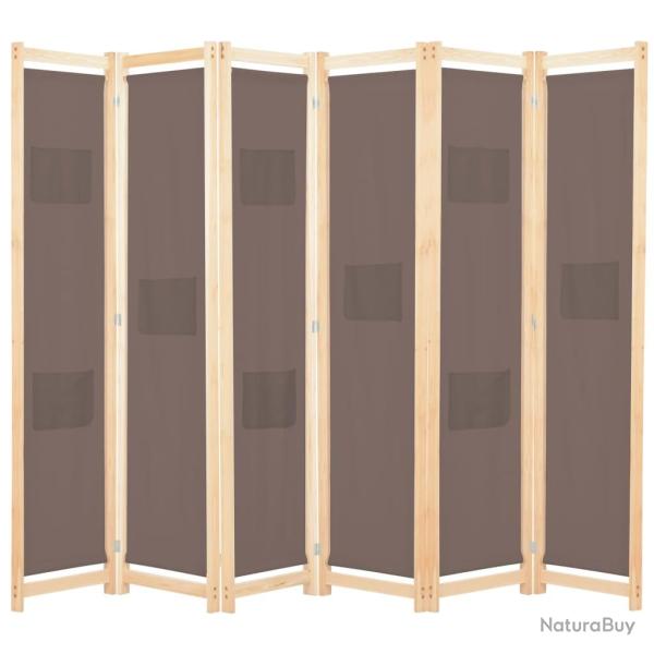 Paravent s�parateur de pi�ce cloison de s�paration d�coration meuble 6 panneaux marron 240 x 170 x