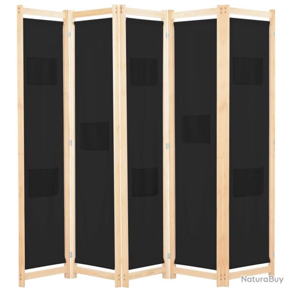 Paravent s�parateur de pi�ce cloison de s�paration d�coration meuble 5 panneaux noir 200 x 170 x 4