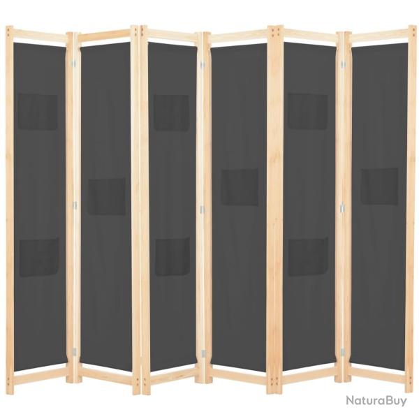 Paravent s�parateur de pi�ce cloison de s�paration d�coration meuble 6 panneaux gris 240 x 170 x 4