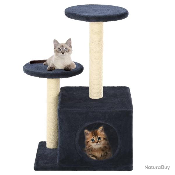 Arbre � chat griffoir grattoir niche jouet animaux peluch� en sisal 60cm bleu fonc� 3702127