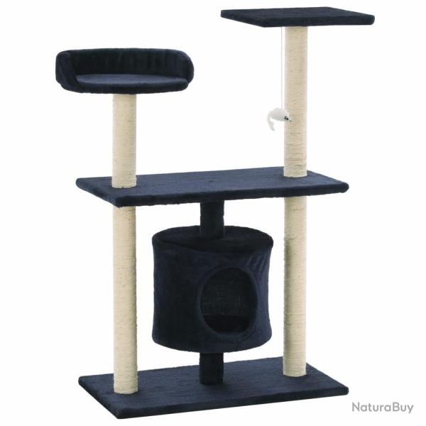 Arbre � chat griffoir grattoir niche jouet animaux peluch� en sisal 95 cm bleu fonc� 3702166