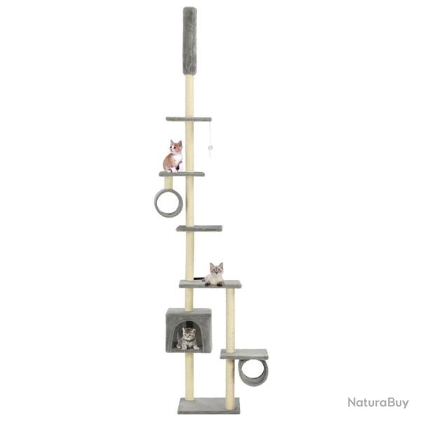 Arbre � chat griffoir grattoir niche jouet animaux peluch� en sisal 260 cm gris 3702111