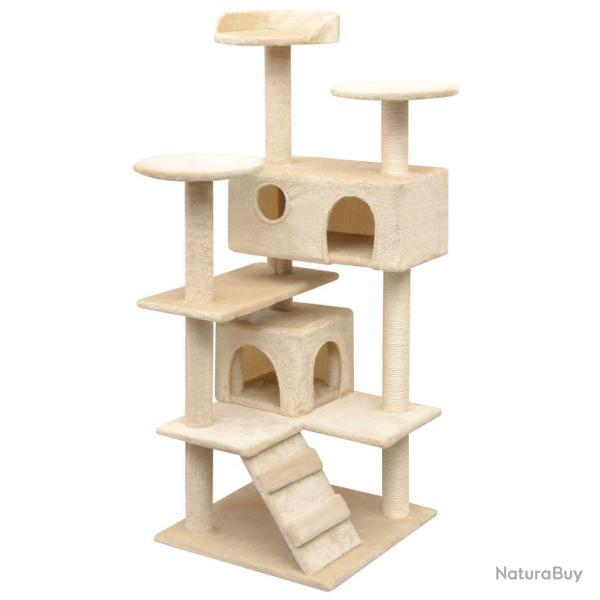 Arbre � chat griffoir grattoir niche jouet animaux peluch� en sisal 125 cm beige 3702273