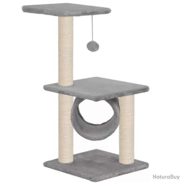Arbre � chat griffoir grattoir niche jouet animaux peluch� en sisal 65 cm gris 3702276
