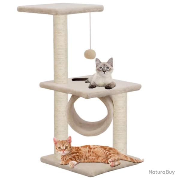 Arbre � chat griffoir grattoir niche jouet animaux peluch� en sisal 65 cm beige 3702217