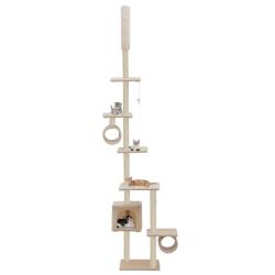 Arbre &agrave; chat griffoir grattoir niche jouet animaux peluch&eacute; en sisal 260 cm beige 3702117