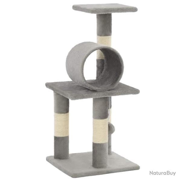 Arbre � chat griffoir grattoir niche jouet animaux peluch� en sisal 65 cm gris 3702123