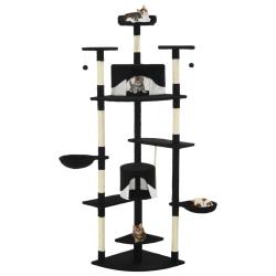 Arbre &agrave; chat griffoir grattoir niche jouet animaux peluch&eacute; en sisal 203 cm noir et blanc 3702107