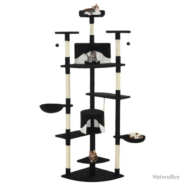 Arbre � chat griffoir grattoir niche jouet animaux peluch� en sisal 203 cm noir et blanc 3702107