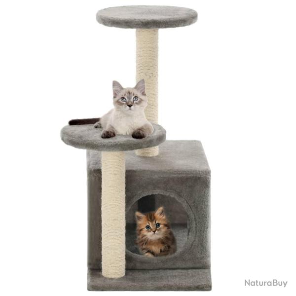 Arbre � chat griffoir grattoir niche jouet animaux peluch� en sisal 60 cm gris 3702218