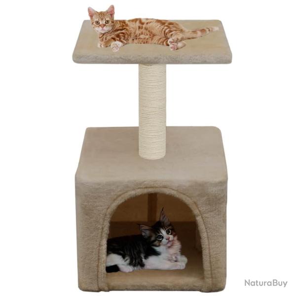 Arbre � chat griffoir grattoir niche jouet animaux peluch� en sisal 55 cm beige 3702066