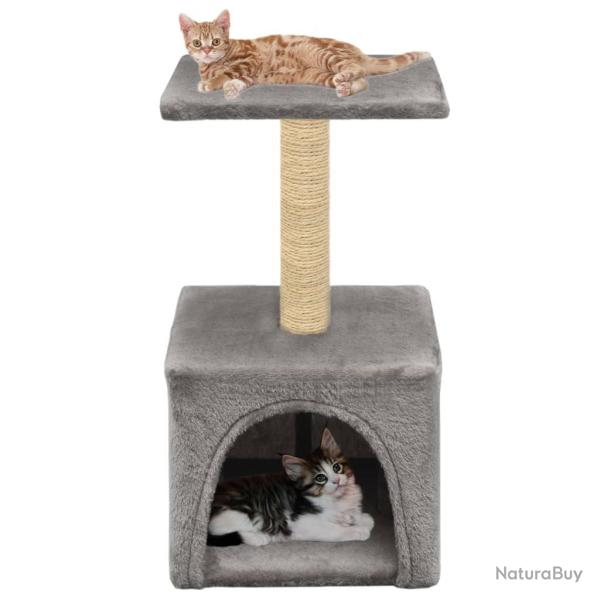 Arbre � chat griffoir grattoir niche jouet animaux peluch� en sisal 55 cm gris 3702078