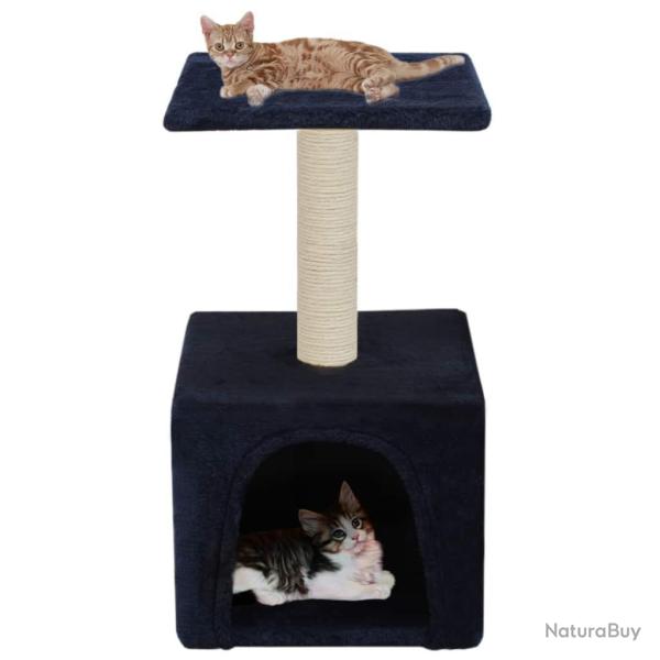 Arbre � chat griffoir grattoir niche jouet animaux peluch� en sisal 55 cm bleu fonc� 3702122