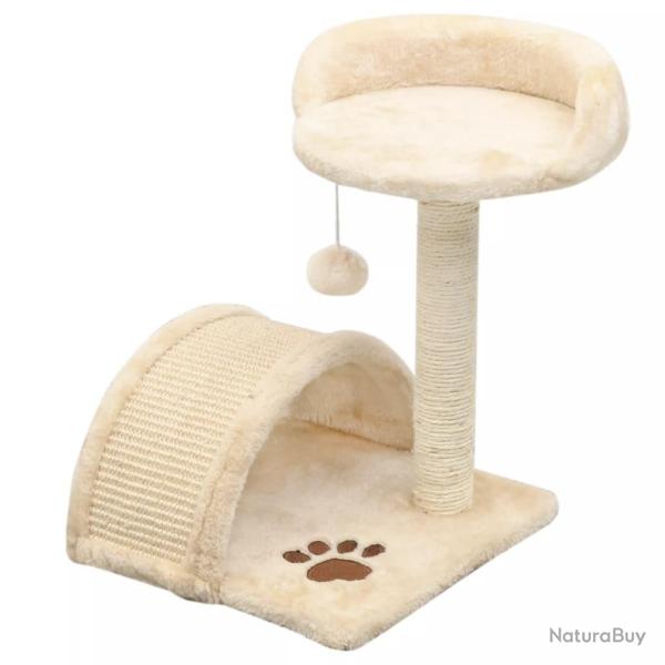 Arbre � chat griffoir grattoir niche jouet animaux peluch� en sisal 40 cm beige et marron 3702255