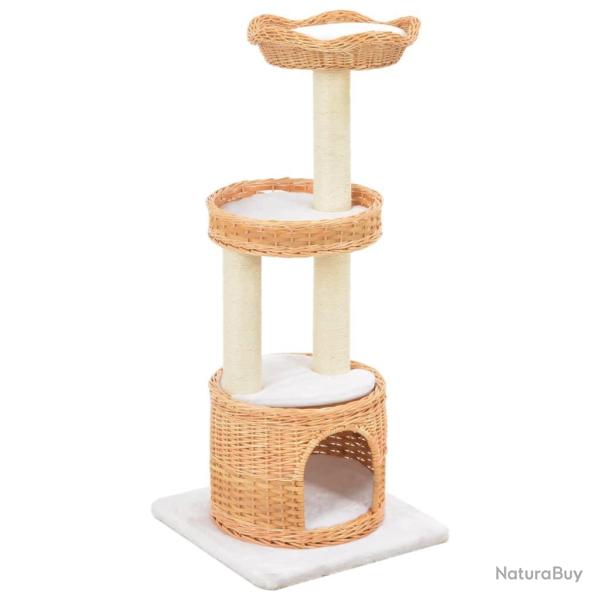 Arbre � chat griffoir grattoir niche jouet animaux peluch� en sisal naturel bois de saule 3702234