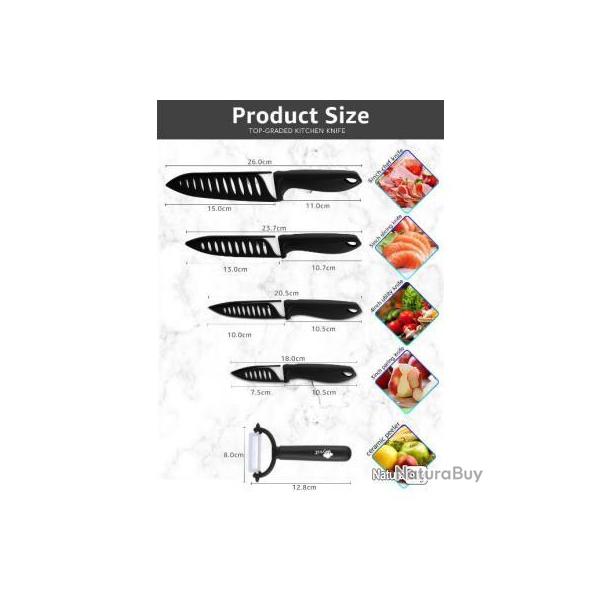 Lot de 4 couteaux de cuisine+conomes en cramique - LIVRAISON GRATUITE !!!