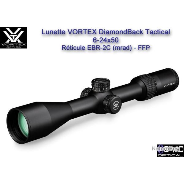 Lunette VORTEX DiamondBack Tactical 6-24x50 FFP - R�ticule EBR-2C (mrad)