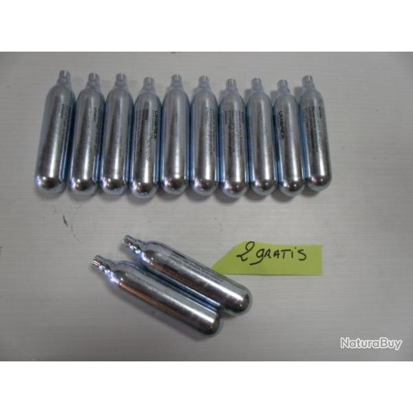 LOT DE 10 CAPSULES CO2 12 g PROMO  + 2 OFFERTES. Promo