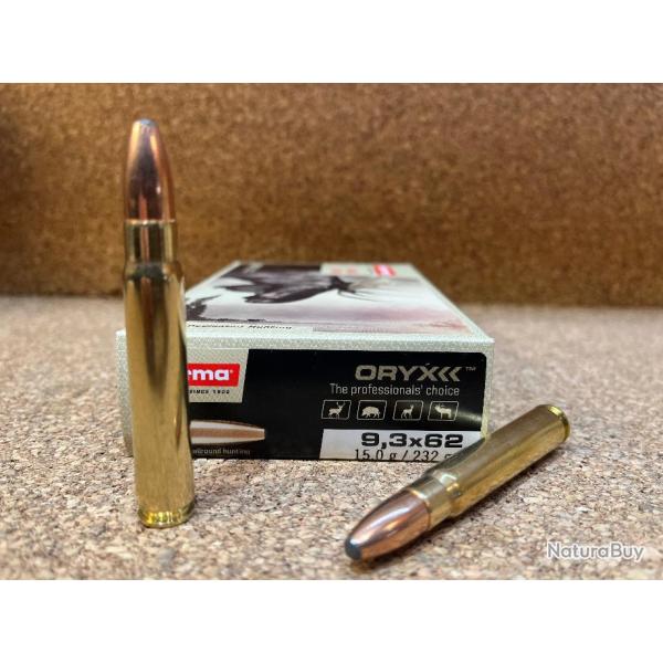 1  BOITES DE MUNITIONS NORMA  9.3X 62 ORYX 15 GR