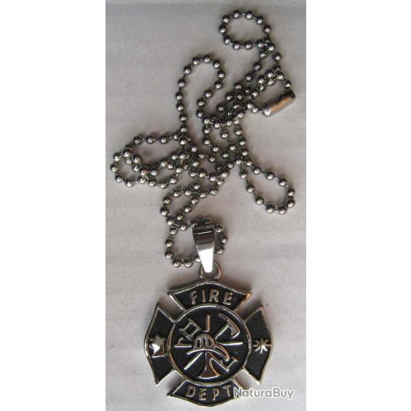 PENDENTIF INOX POMPIERS FIRE DEPT USA - Ref.18