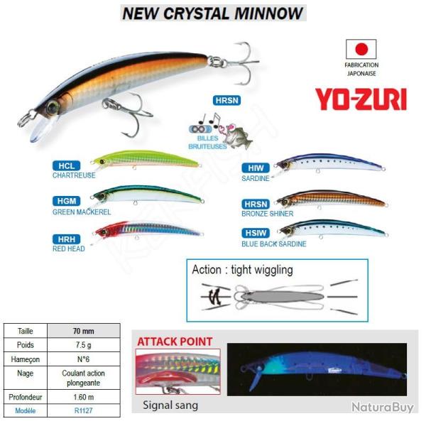 NEW CRYSTAL MINNOW YO-ZURI Bronze Shiner