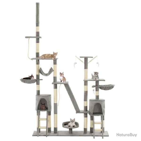 Arbre � chat griffoir grattoir niche jouet animaux peluch� en sisal 230-250 cm gris 3702046