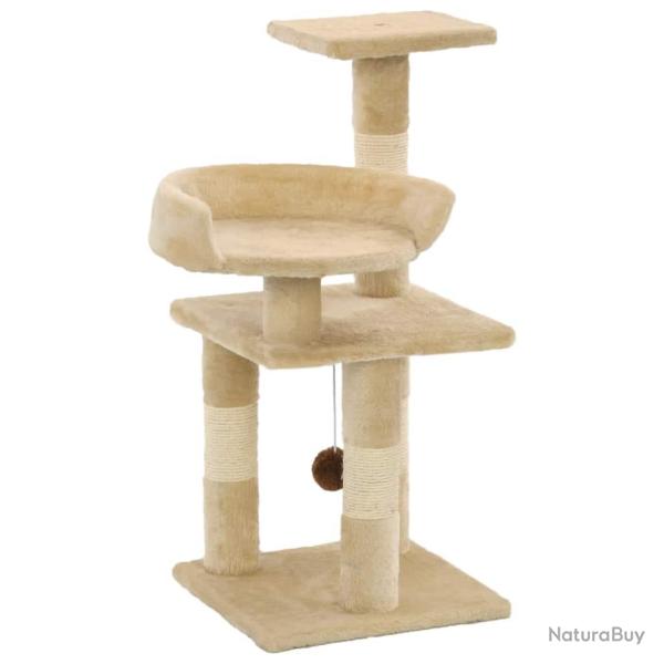 Arbre � chat griffoir grattoir niche jouet animaux peluch� en sisal 65 cm beige 3702043