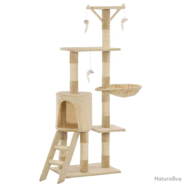 Arbre � chat griffoir grattoir niche jouet animaux peluch� en sisal 138 cm beige 3702038