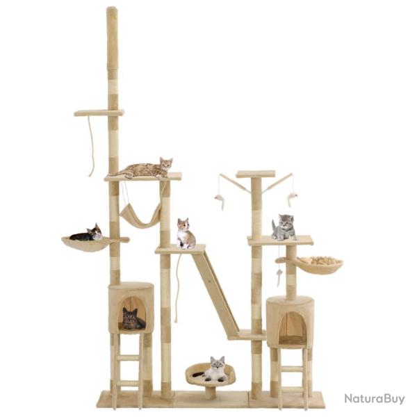 Arbre � chat griffoir grattoir niche jouet animaux peluch� en sisal 230-250 cm beige 3702048