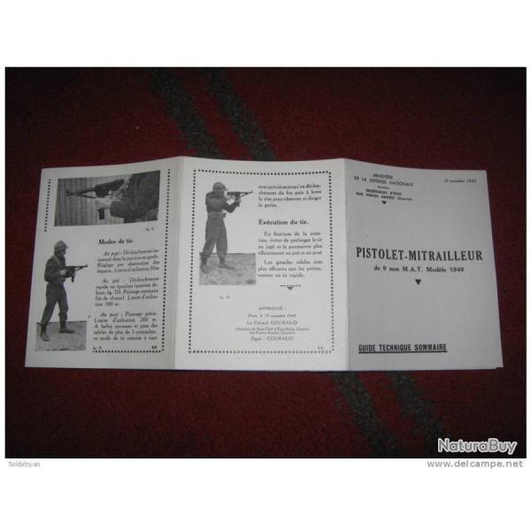 MANUEL NOTICE PISTOLET MITRAILLEUR 9MM MAT M.A.T 49 1949 ( NOVEMBRE 1949) indo Alg�rie