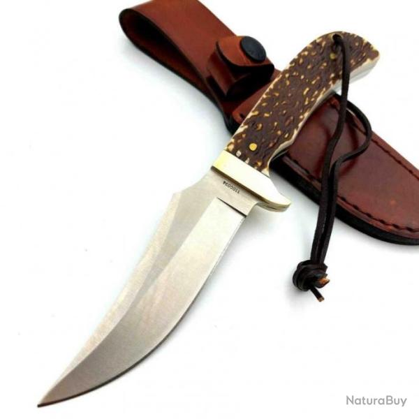 Couteau Schrade Uncle Henry Skinner Acier 7Cr17MoV Manche Delrin Faon Bois de Cerf Etui SCH1100034
